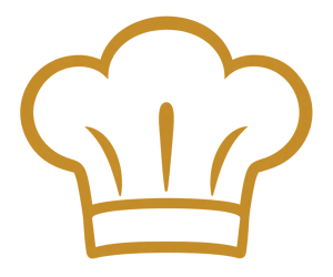 Gold chef hat icon representing flavour and house recipes.