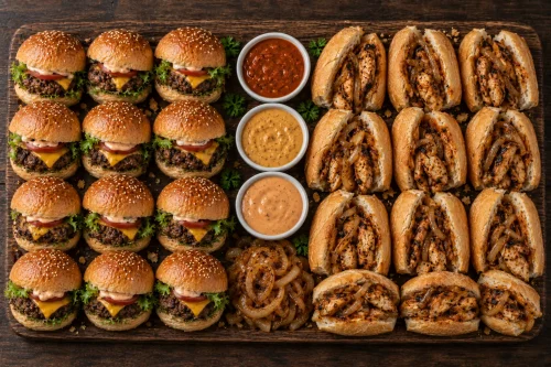 beef-burger-chicken-prego-platter-roodepoort Beef burger and chicken prego platter with cocktail burgers and Portuguese-style chicken pregos
