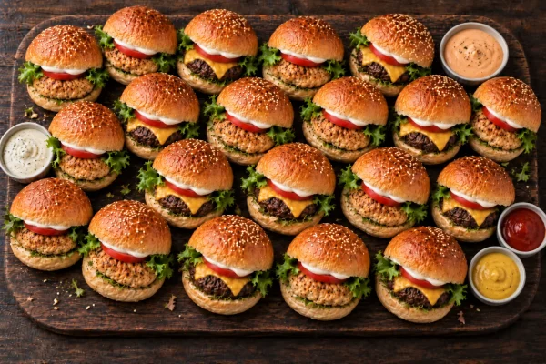 cocktail-burger-platter-1st-catering-co -roodepoort Cocktail burger platter with chicken and beef burgers
