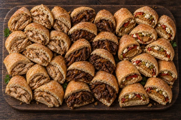premium-filled-roll-platter-1st-catering-co Premium filled roll platter with roast chicken, BBQ steak and vegetarian rolls